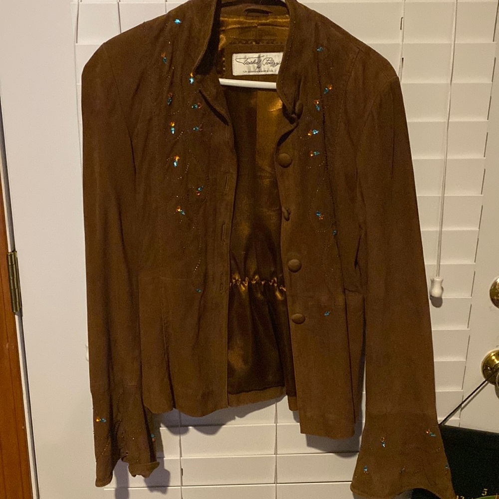 Suede beaded blazer
